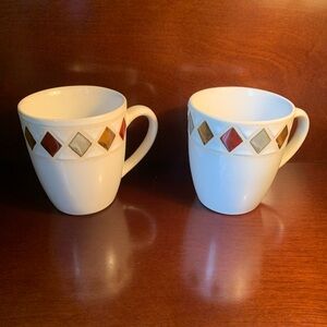 Set of 2 Retired Pfaltzgraff Mugs Diamond Riviera